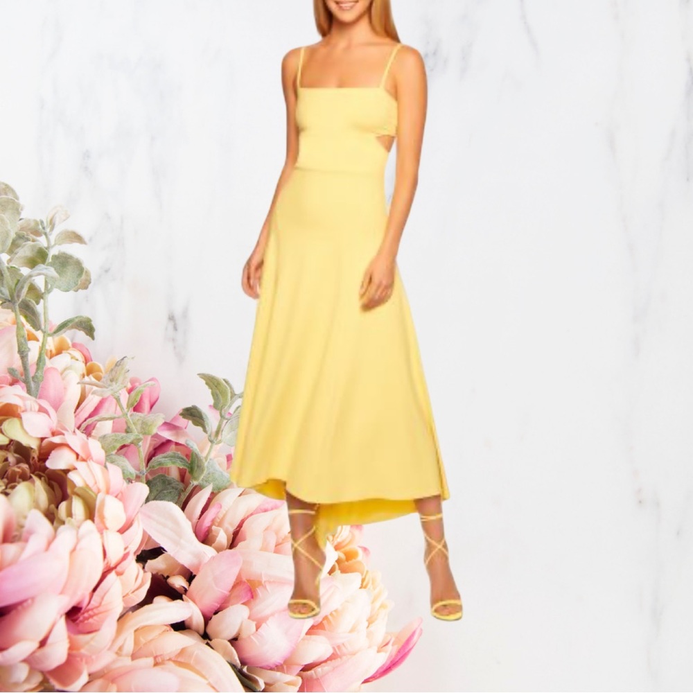 Susana Monaco Maxi Dress Nylon Stretch Fit & Flare Yellow Sz L - Picture 2 of 13